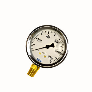 Wika 9767126 Industrial Liquid Filled Pressure Gauge with 1/4" Male NPT Connection and Bottom Mount