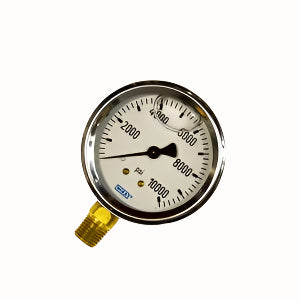 Wika 9767177 Industrial Liquid Filled Pressure Gauge with 1/4" Male NPT Connection and Bottom Mount