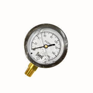 Winters PFQ805R1 Industrial Filled 2.5" Pressure Gauge with 1/4" NPT Bottom Mount Connection