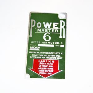 Lincoln Industrial 65241 PowerMaster 6 Pump Serial Plate