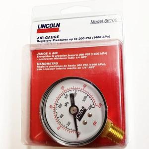 Lincoln Industrial 66100 Air Pressure Gauge with 0-200 PSI and Bottom Mount - Blister Pack
