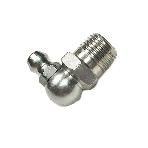 ALEMITE 1923-S Corrosion Resistant 90 Degree Angled Hydraulic Fitting, 1/8" PTF - 7/8" L Stainless Steel