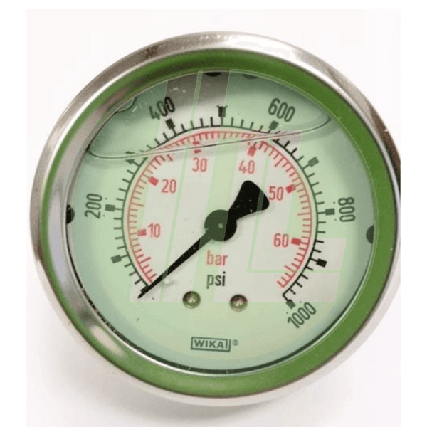 Wika 50340166 Industrial Pressure Gauge with 0-1000 PSI and Back Mount - Industrial Lubricant