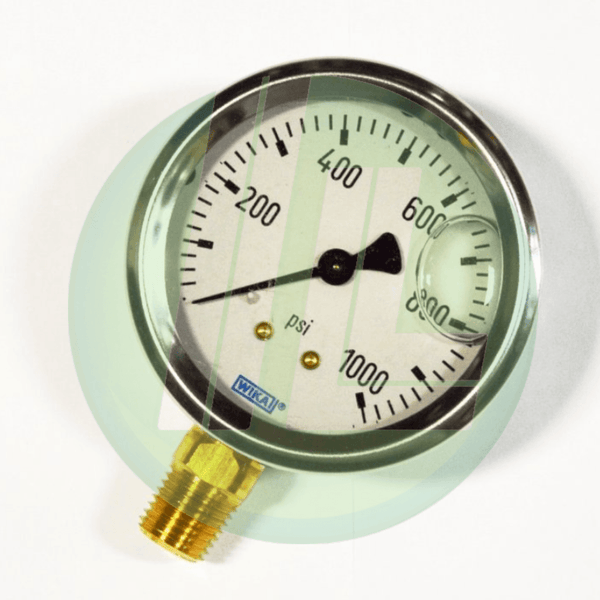 Wika 9767126 Industrial Liquid Filled Pressure Gauge with 1/4" Male NPT Connection and Bottom Mount - Industrial Lubricant