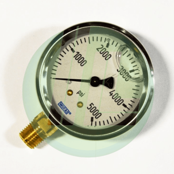 Wika 9767169 Industrial Liquid Filled Pressure Gauge with 1/4" Male NPT Connection and Bottom Mount - Industrial Lubricant