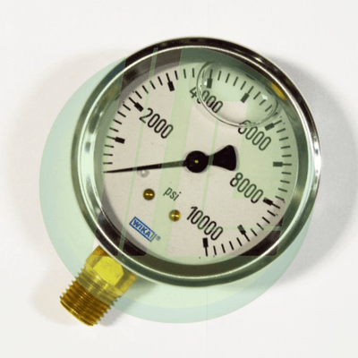 Wika 9767177 Industrial Liquid Filled Pressure Gauge with 1/4" Male NPT Connection and Bottom Mount - Industrial Lubricant