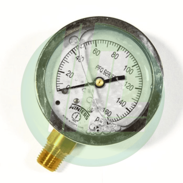 Winters PFQ805R1 Industrial Filled 2.5" Pressure Gauge with 1/4" NPT Bottom Mount Connection - Industrial Lubricant